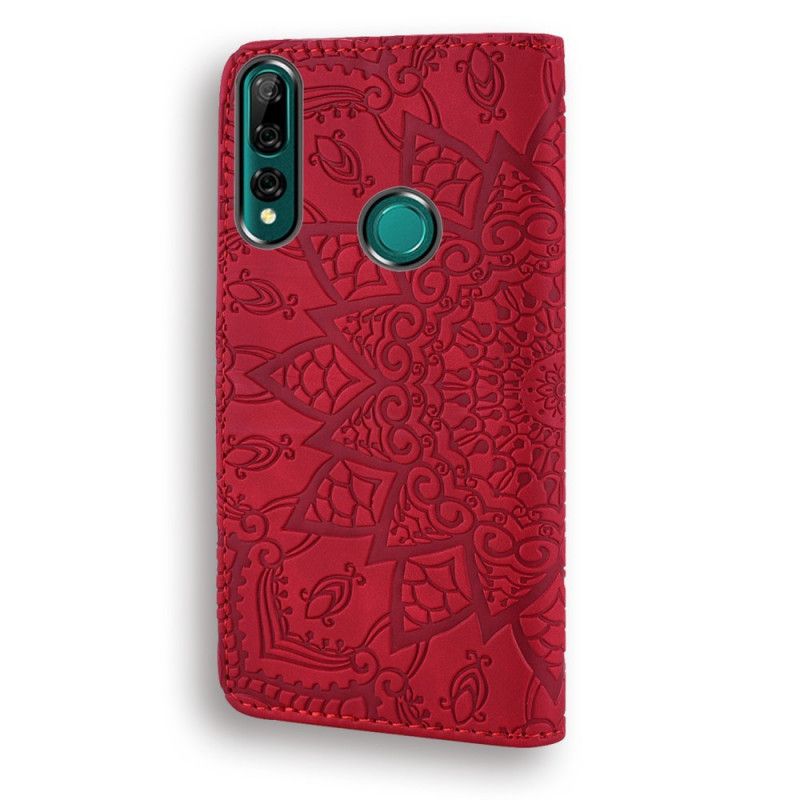 Cover Folio-hoesje Huawei P Smart Z Rood Zwart Telefoonhoesje Bloemenprint