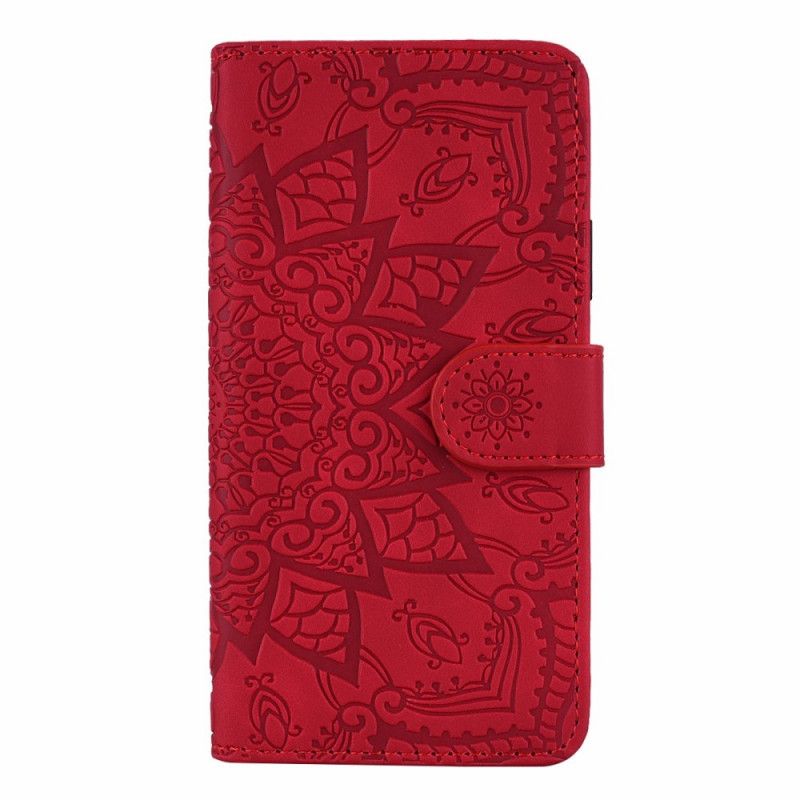 Cover Folio-hoesje Huawei P Smart Z Rood Zwart Telefoonhoesje Bloemenprint