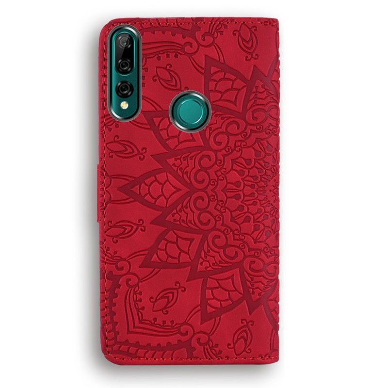 Cover Folio-hoesje Huawei P Smart Z Rood Zwart Telefoonhoesje Bloemenprint