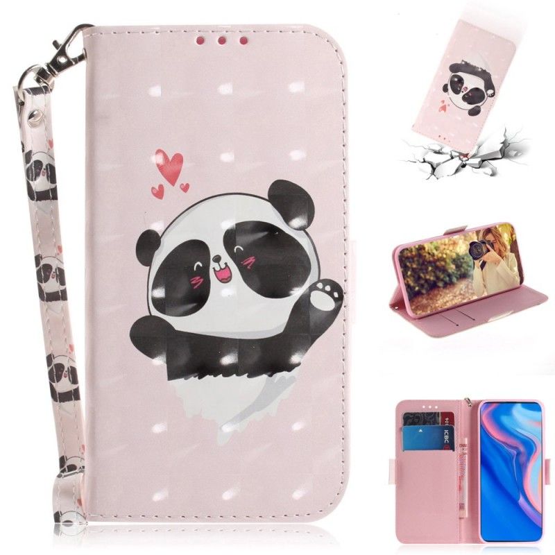 Flip Case Leren Huawei P Smart Z Panda Love Met String