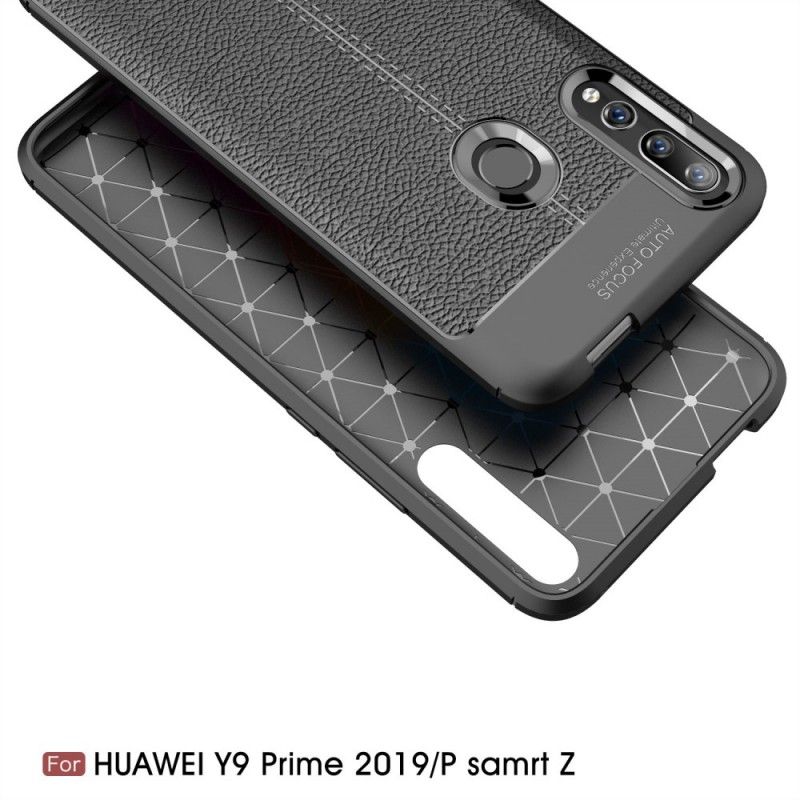 Hoesje Huawei P Smart Z Rood Zwart Dubbellijns Lychee Leereffect