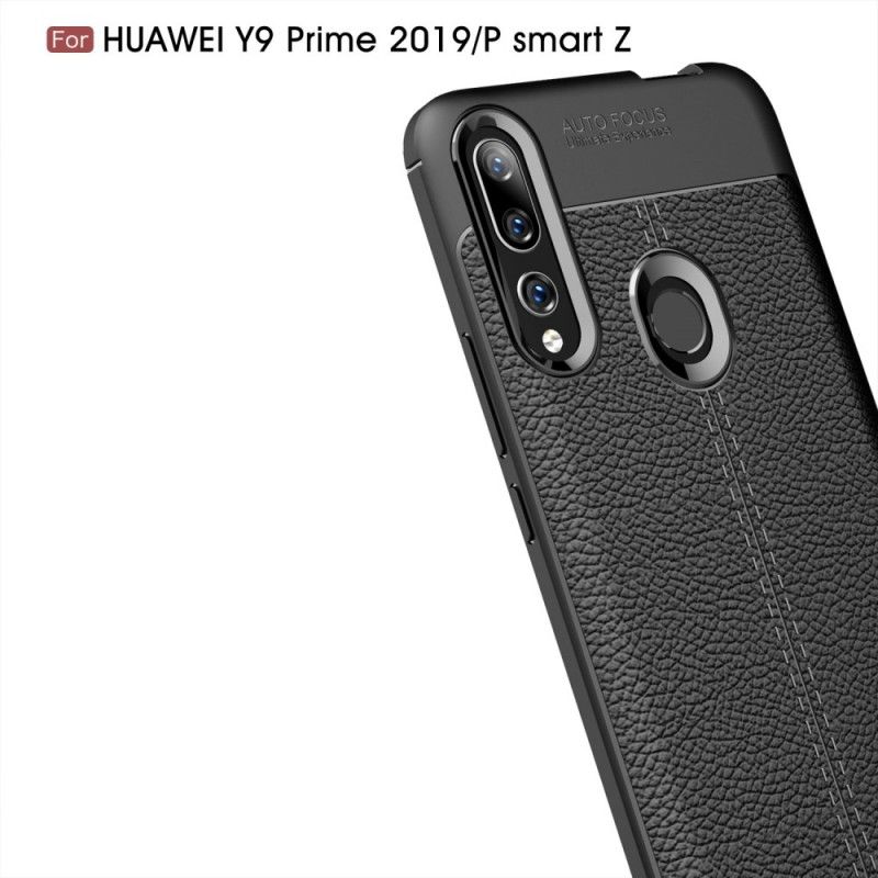 Hoesje Huawei P Smart Z Rood Zwart Dubbellijns Lychee Leereffect