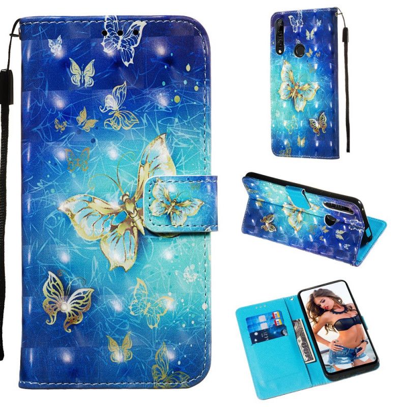 Leren Hoesje voor Huawei P Smart Z Gouden String Vlinders