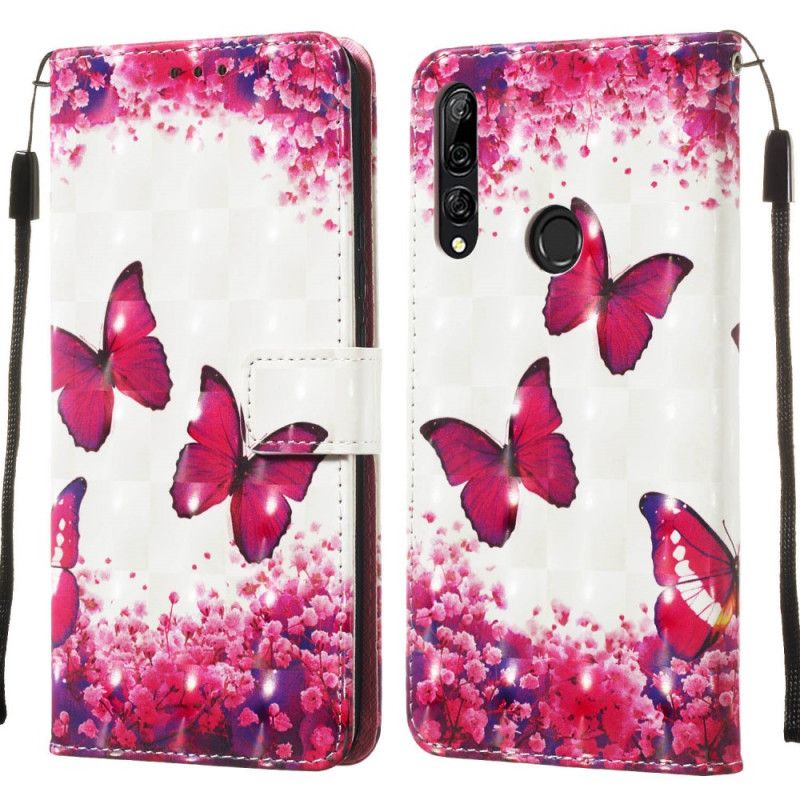 Leren Hoesje voor Huawei P Smart Z Rode String Vlinders