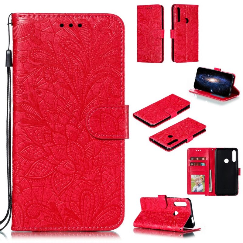 Leren Hoesje voor Huawei P Smart Z Rose Goud Tribal String Bloemen