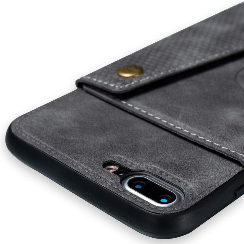 Hoesje voor iPhone 7 Plus / 8 Plus Grijs Zwart Portemonnee