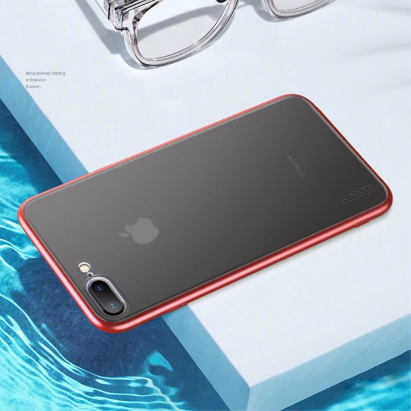 Hoesje voor iPhone 7 Plus / 8 Plus Rood Zwart X-Level Mat