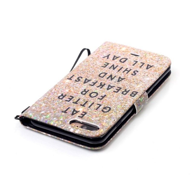 Leren Hoesje iPhone 7 Plus / 8 Plus Eet Glitter