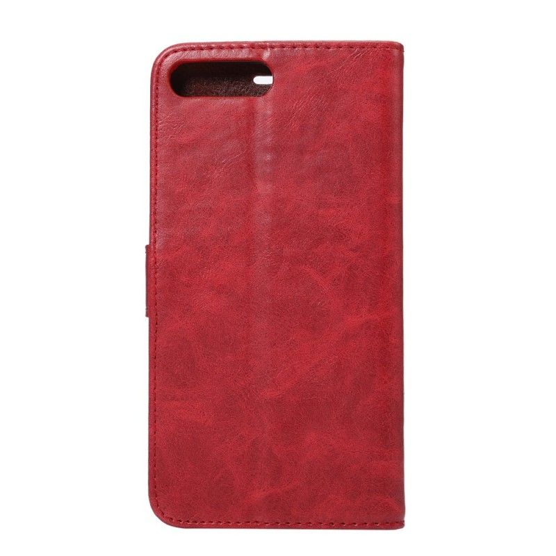 Leren Hoesje iPhone 7 Plus / 8 Plus Rood Zwart Retro Leereffect