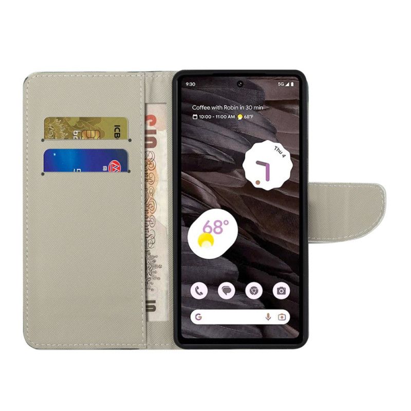 Flip Case Leren Google Pixel 8a Blijf Kalm En Sprankelend