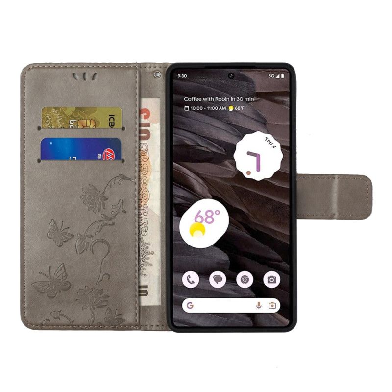 Flip Case Leren Google Pixel 8a Bloemenband