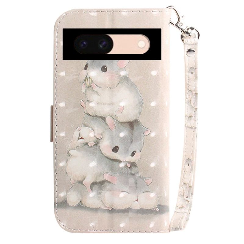 Flip Case Leren Google Pixel 8a Hamsters Met Riem