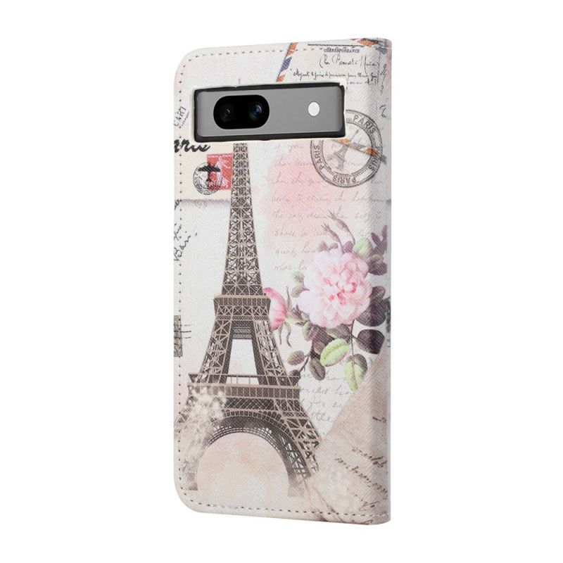 Leren Hoesje Google Pixel 8a Vintage Eiffeltoren