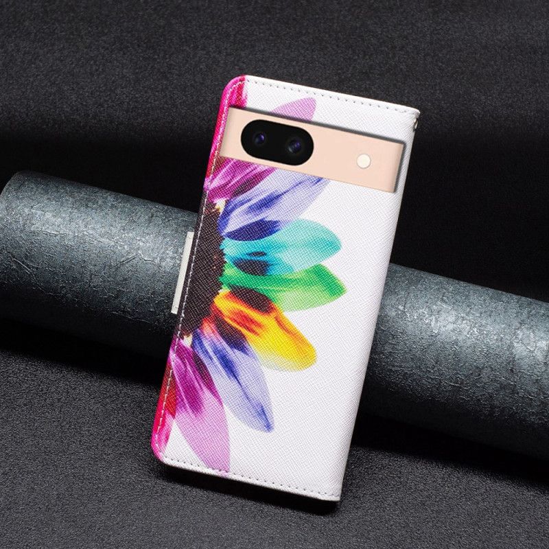 Leren Hoesje Google Pixel 8a Waterverfbloem Bescherming Hoesje