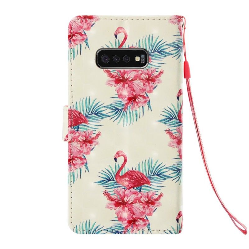 Bescherming Hoesje Samsung Galaxy S10e Wit Meerdere Flamingo'S