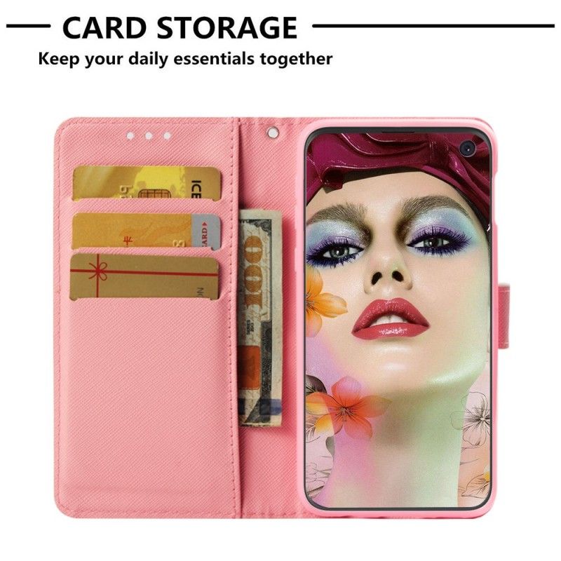 Bescherming Hoesje Samsung Galaxy S10e Wit Meerdere Flamingo'S