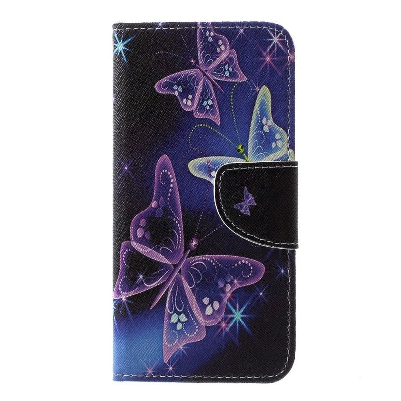 Cover Folio-hoesje Samsung Galaxy S10e Paars Telefoonhoesje Vlinders En Bloemen