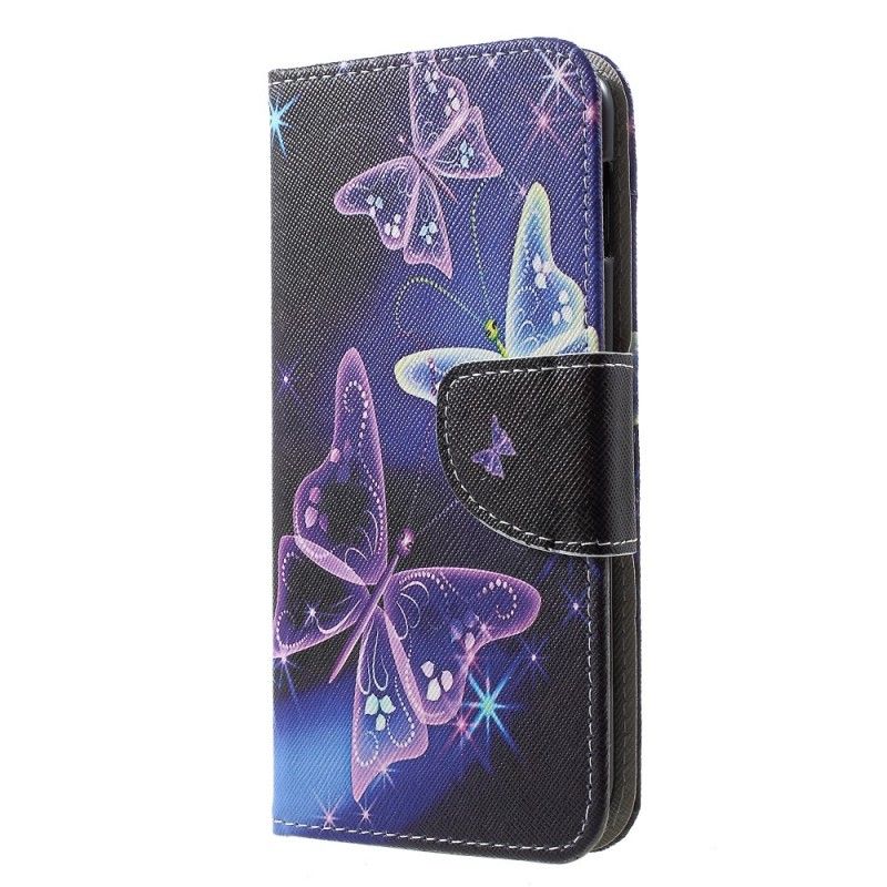 Cover Folio-hoesje Samsung Galaxy S10e Paars Telefoonhoesje Vlinders En Bloemen