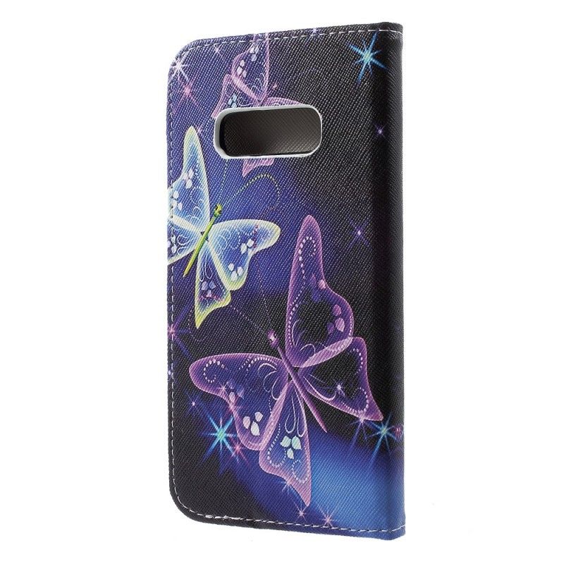 Cover Folio-hoesje Samsung Galaxy S10e Paars Telefoonhoesje Vlinders En Bloemen