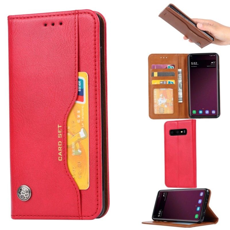 Folio-hoesje Samsung Galaxy S10e Rood Zwart Kaarthouder Van Imitatieleer