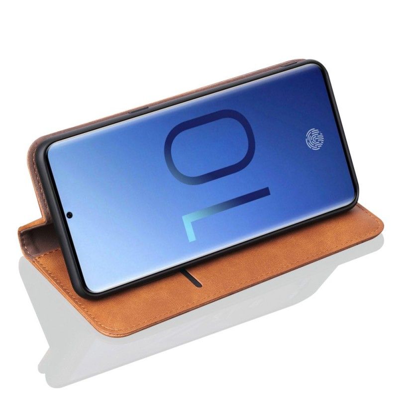 Folio-hoesje voor Samsung Galaxy S10e Rood Zwart Gestikt Leereffect
