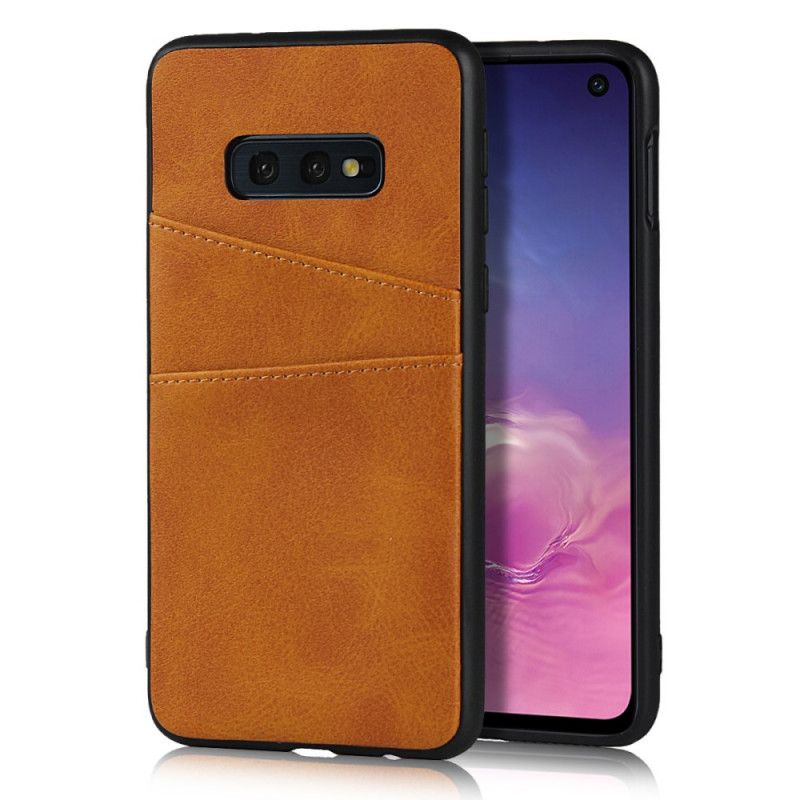 Hoesje Samsung Galaxy S10e Donkerblauw Rood Dubbele Kaarthouder Met Leerstructuur