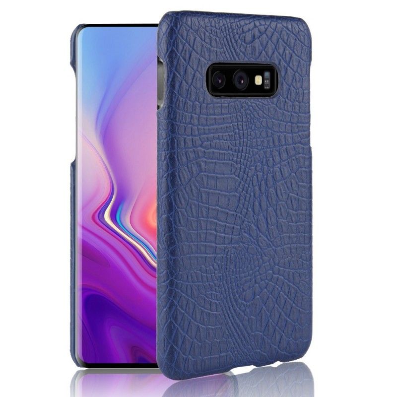 Hoesje Samsung Galaxy S10e Donkerblauw Zwart Krokodillenhuideffect