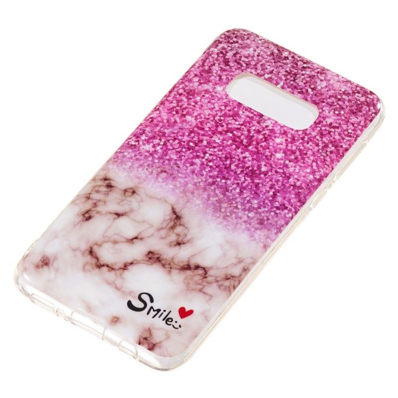 Hoesje Samsung Galaxy S10e Marmeren Glitter En Glimlach