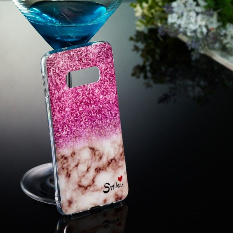 Hoesje Samsung Galaxy S10e Marmeren Glitter En Glimlach