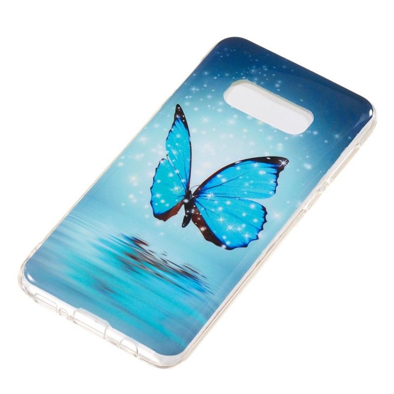 Hoesje Samsung Galaxy S10e Telefoonhoesje Fluorescerende Blauwe Vlinder