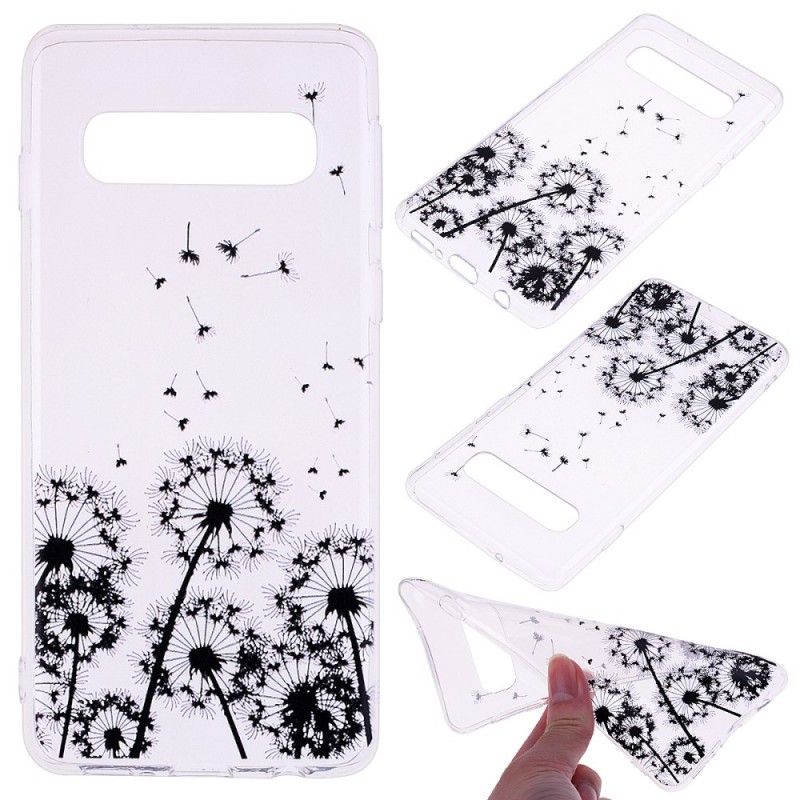 Hoesje Samsung Galaxy S10e Transparant Zwarte Paardebloemen