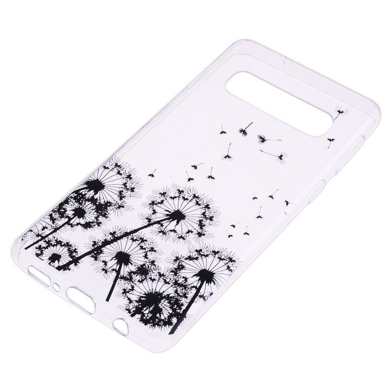 Hoesje Samsung Galaxy S10e Transparant Zwarte Paardebloemen