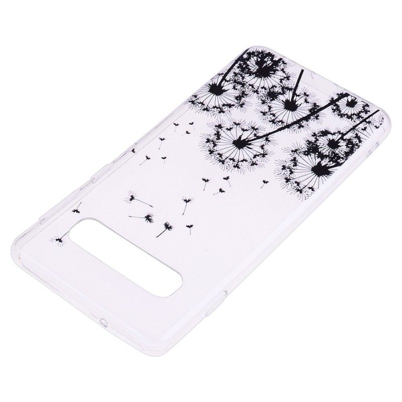 Hoesje Samsung Galaxy S10e Transparant Zwarte Paardebloemen