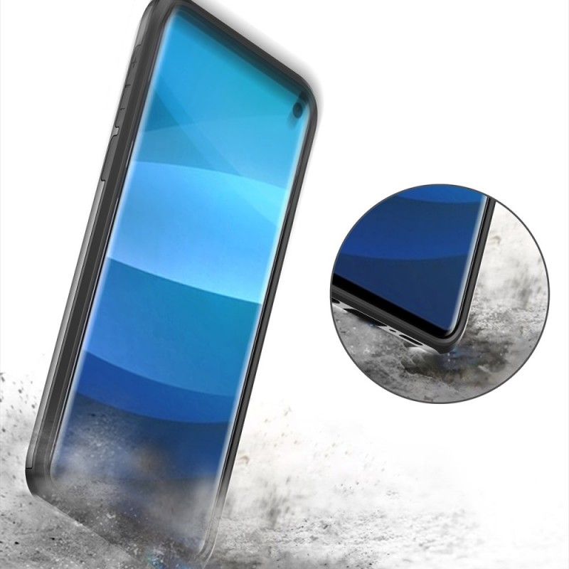 Hoesje voor Samsung Galaxy S10e Grijs Zwart Stijve Flitsende Kaarthouder