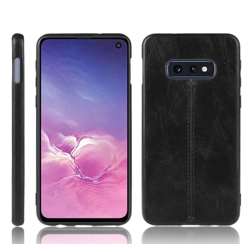 Hoesje voor Samsung Galaxy S10e Rood Zwart Gestikt Leereffect