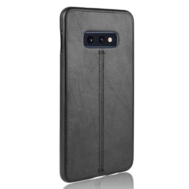 Hoesje voor Samsung Galaxy S10e Rood Zwart Gestikt Leereffect