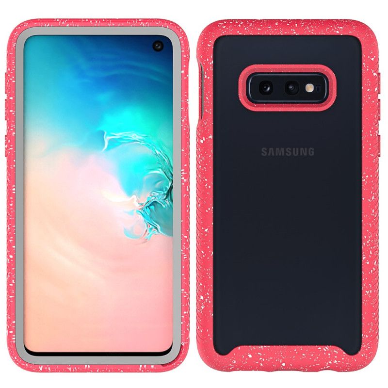 Hoesje voor Samsung Galaxy S10e Roze Wit Ontwerp Met Glitterrand