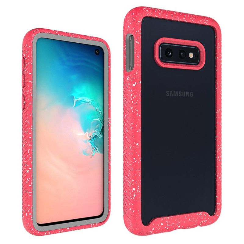 Hoesje voor Samsung Galaxy S10e Roze Wit Ontwerp Met Glitterrand