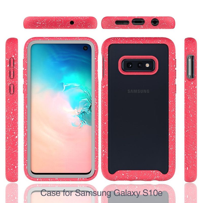 Hoesje voor Samsung Galaxy S10e Roze Wit Ontwerp Met Glitterrand