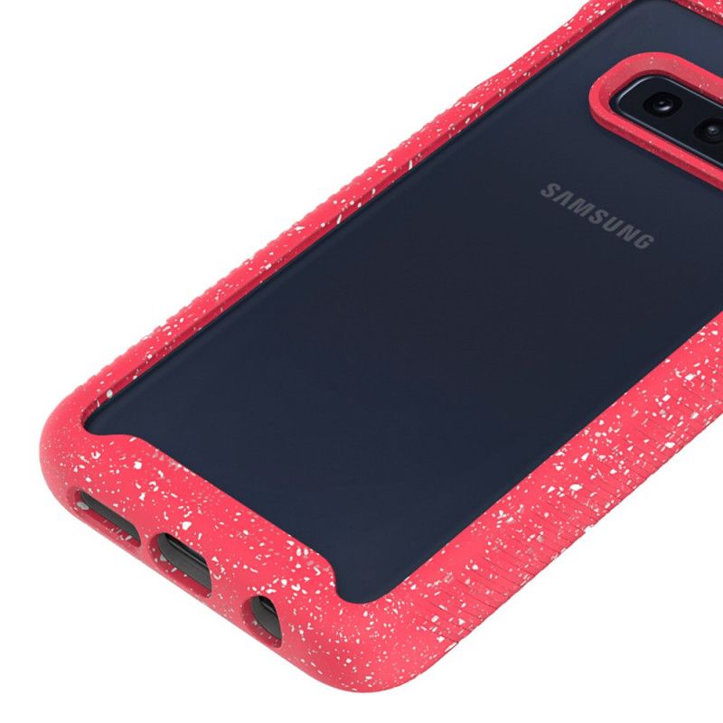 Hoesje voor Samsung Galaxy S10e Roze Wit Ontwerp Met Glitterrand