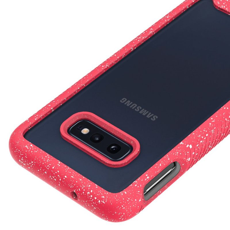 Hoesje voor Samsung Galaxy S10e Roze Wit Ontwerp Met Glitterrand