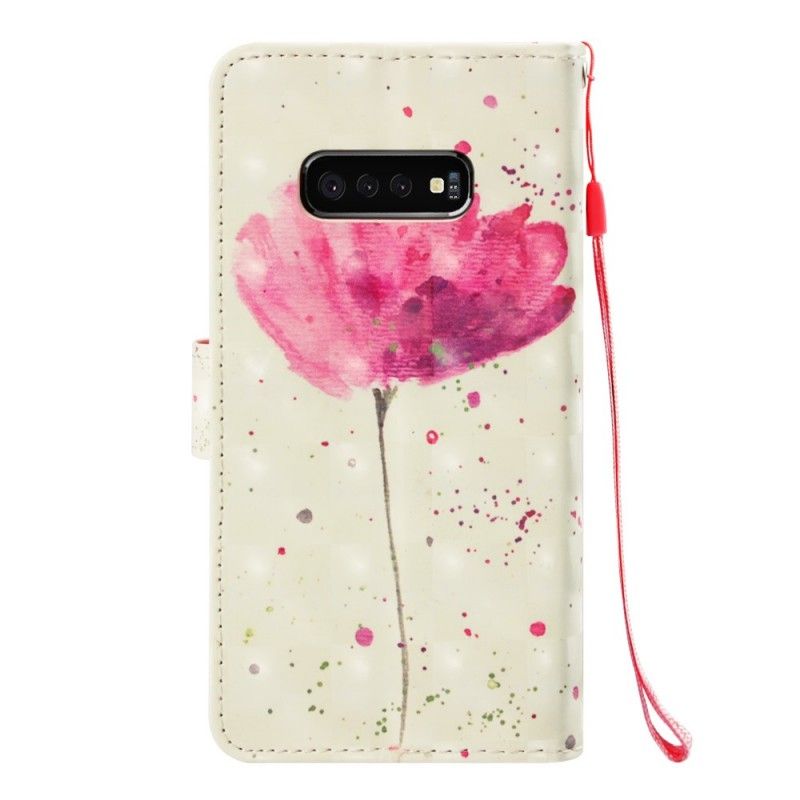 Leren Hoesje Samsung Galaxy S10e Aquarel Klaproos