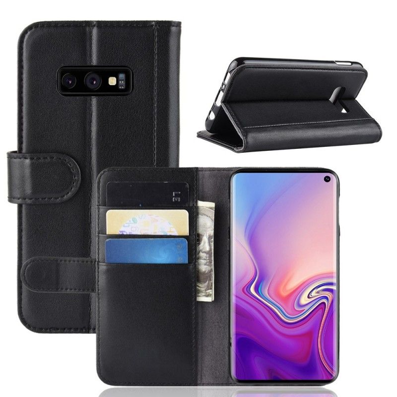 Leren Hoesje Samsung Galaxy S10e Bruin Zwart Splitleer