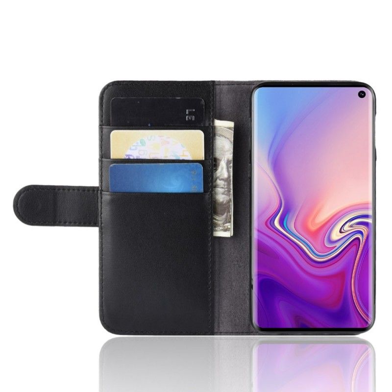 Leren Hoesje Samsung Galaxy S10e Bruin Zwart Splitleer