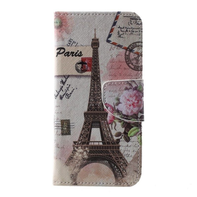 Leren Hoesje Samsung Galaxy S10e Retro Eiffeltoren