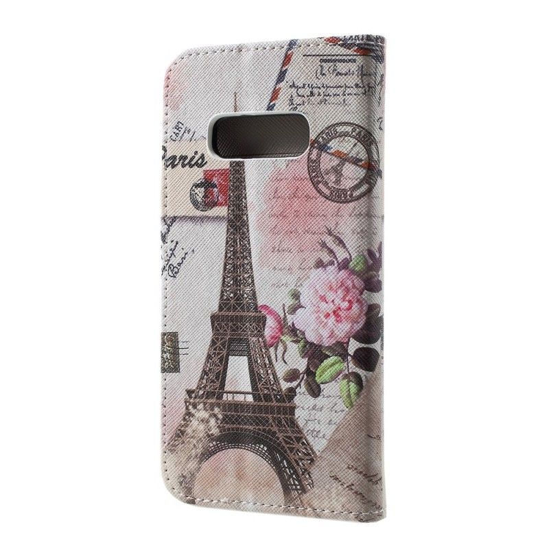 Leren Hoesje Samsung Galaxy S10e Retro Eiffeltoren