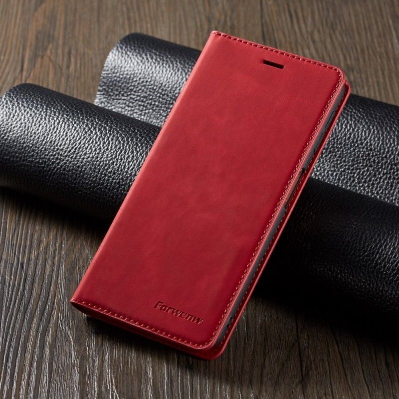 Leren Hoesje Samsung Galaxy S10e Rood Zwart Voorgevormd Leereffect