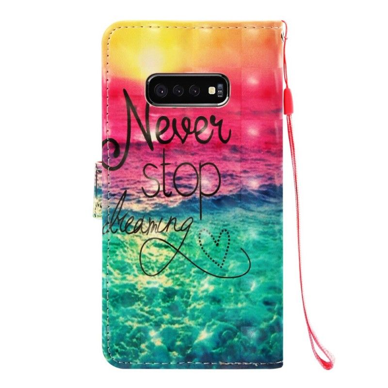 Leren Hoesje Samsung Galaxy S10e Stop Nooit Met Dromen