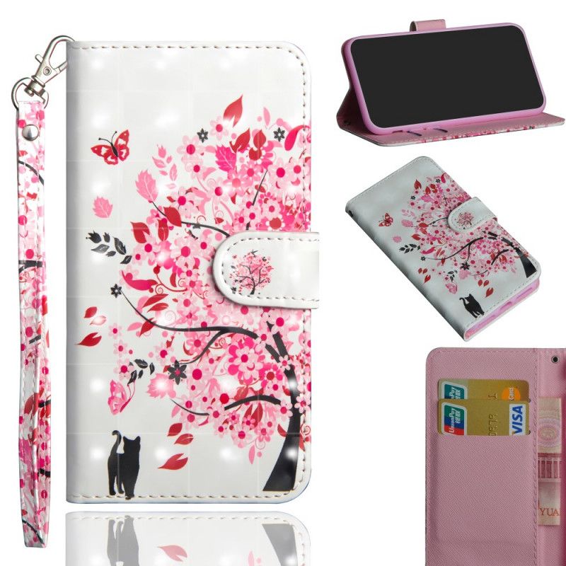 Cover Folio-hoesje Oppo Find X2 Lite Telefoonhoesje Roze Boom