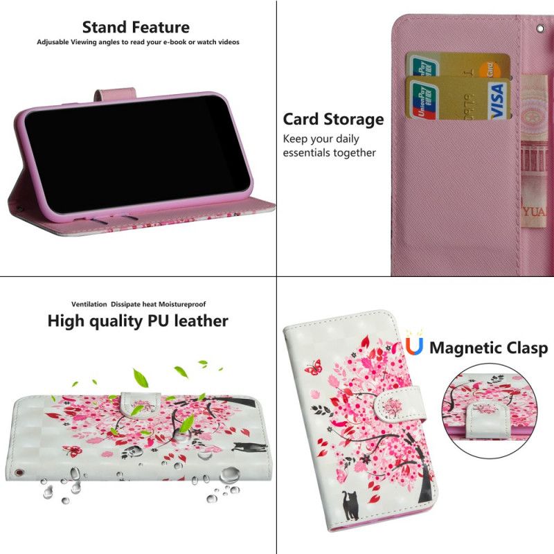 Cover Folio-hoesje Oppo Find X2 Lite Telefoonhoesje Roze Boom